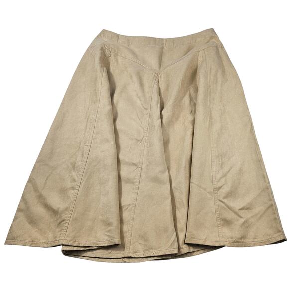 Coldwater creek PM PETITE M faux suede neutral cream skirt high rise flowy EUC - Picture 2 of 7